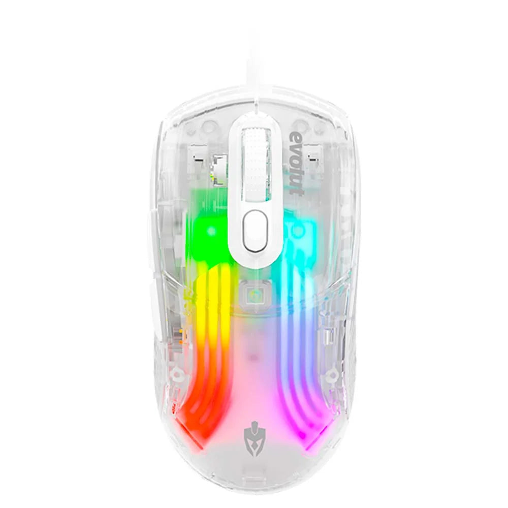 Mouse Gamer transparente EG 114 LUMINI com fio EVOLUT